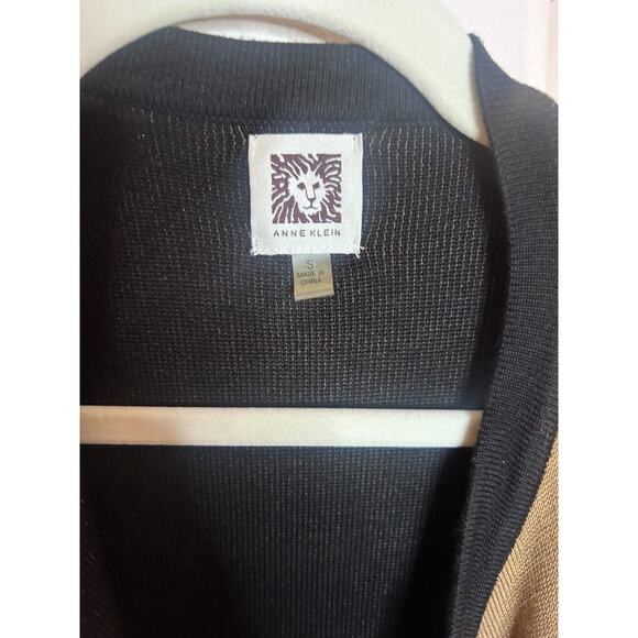 $319 Anne Klein Women's Brown Black Open Drape Front Cardigan Sweater Size S - Picture 4 of 5
